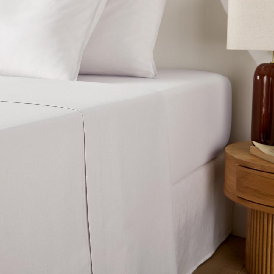 Drap plat uni en coton lavé