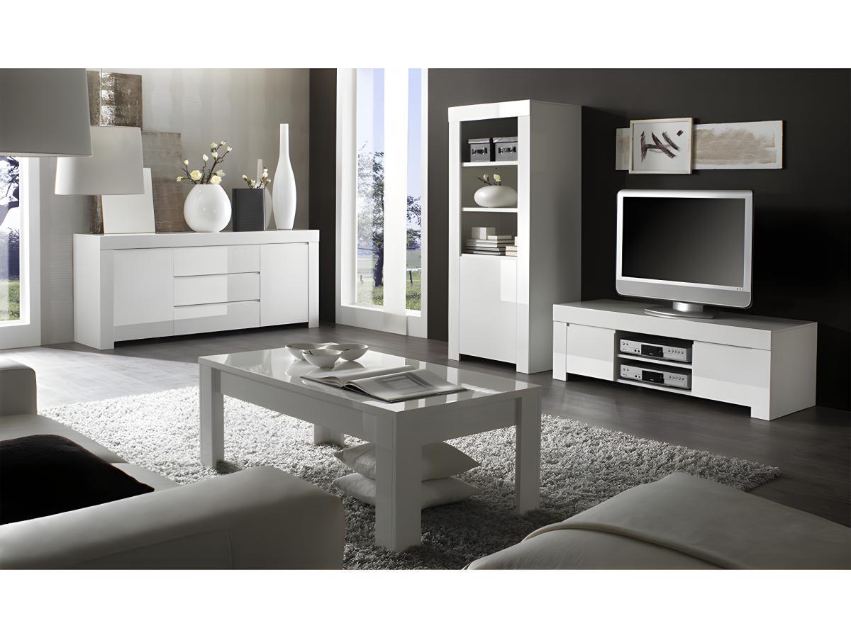 Vente-unique Credenza con 2 ante e 3 cassetti Bianco laccato CETARA  