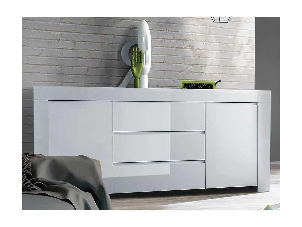 Vente-unique Credenza con 2 ante e 3 cassetti Bianco laccato CETARA  