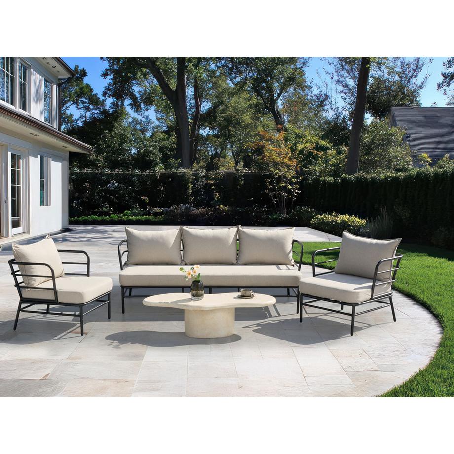 Beliani Canapé 3 places avec fauteuils en Aluminium Scandinave PONZONE  