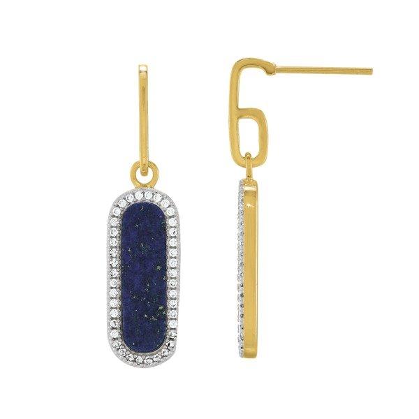 Charles Garnier  Boucles d’oreilles argent doré 5,55 g., oxyde de zirconium, lapis lazuli 