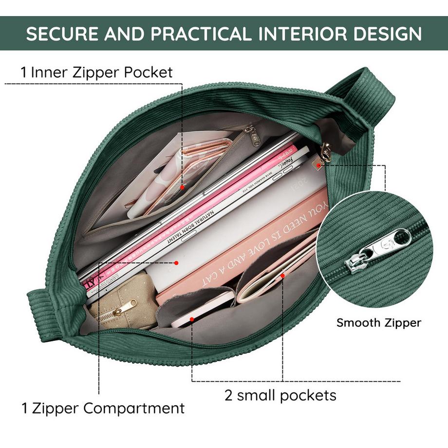 Only-bags.store Kordtasche Umhängetasche mit Reissverschluss Wasserdichter Shopper  