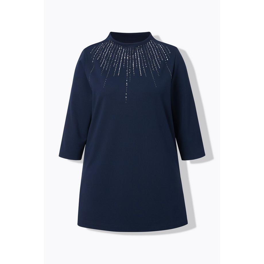 Ulla Popken Sweatshirt Ziersteine A-Linie Stehkragen Langarm  