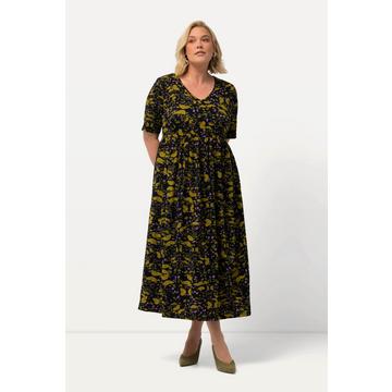 Jerseykleid, Schmetterlinge, V-Ausschnitt, Halbarm