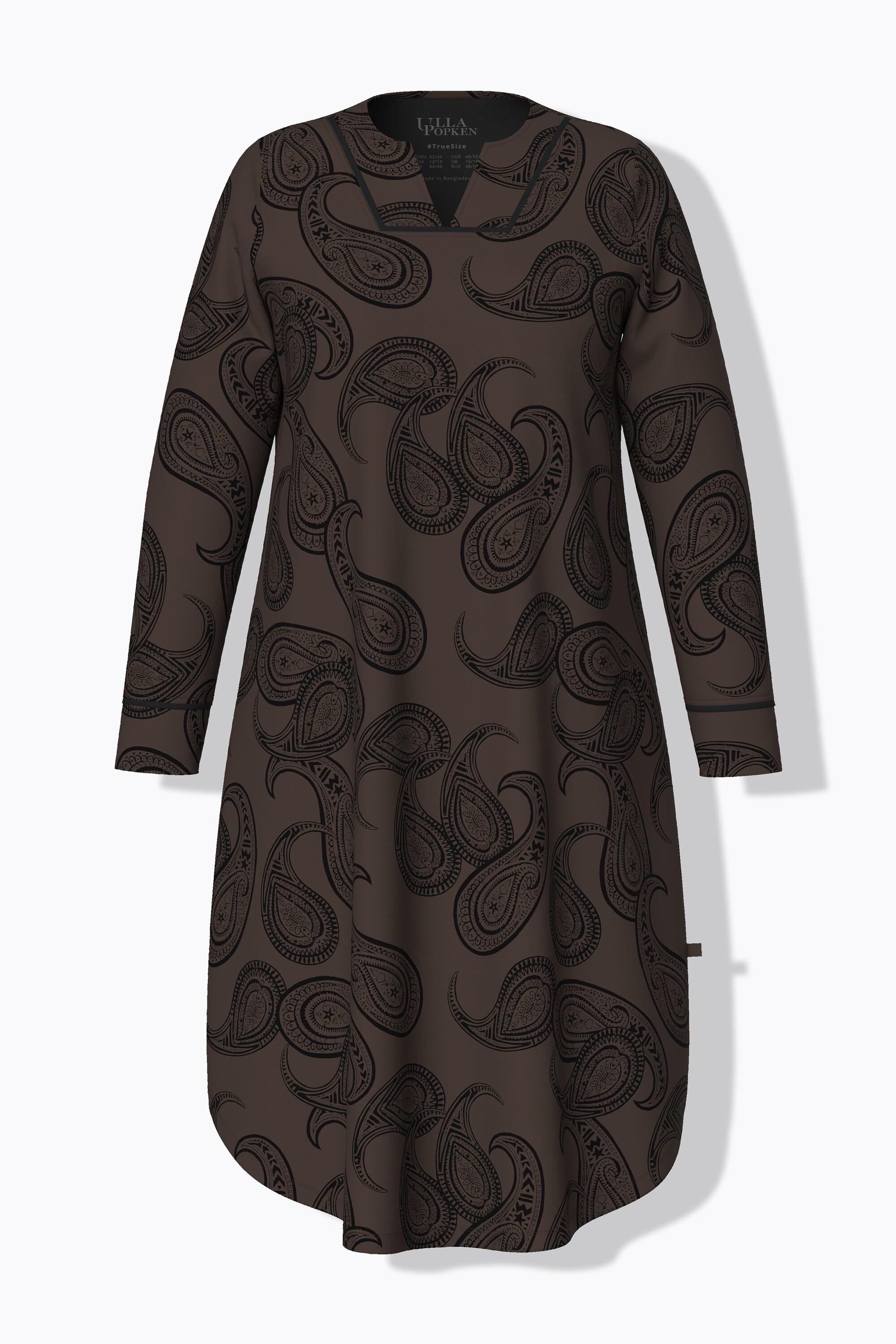 Ulla Popken Paisley Scollo a Tunica Maniche Lunghe Camicia da Notte  