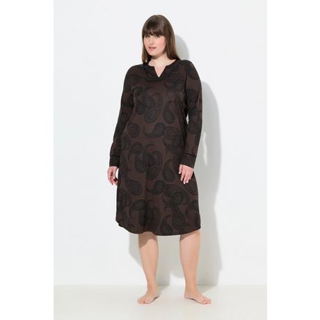 Ulla Popken Paisley Scollo a Tunica Maniche Lunghe Camicia da Notte  