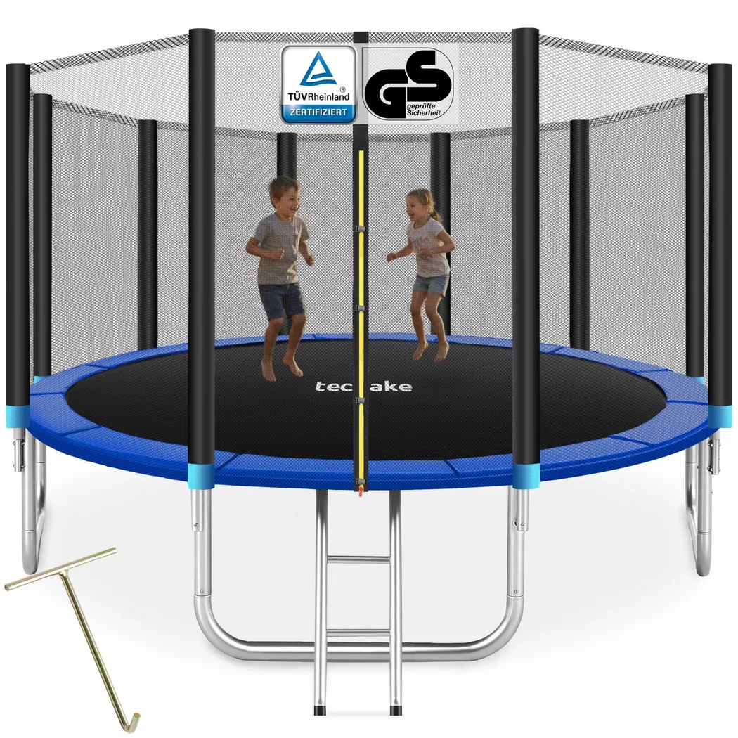 tectake Outdoor Trampoline With Safety Net, Ladder & Padded Frame - 427 Cm