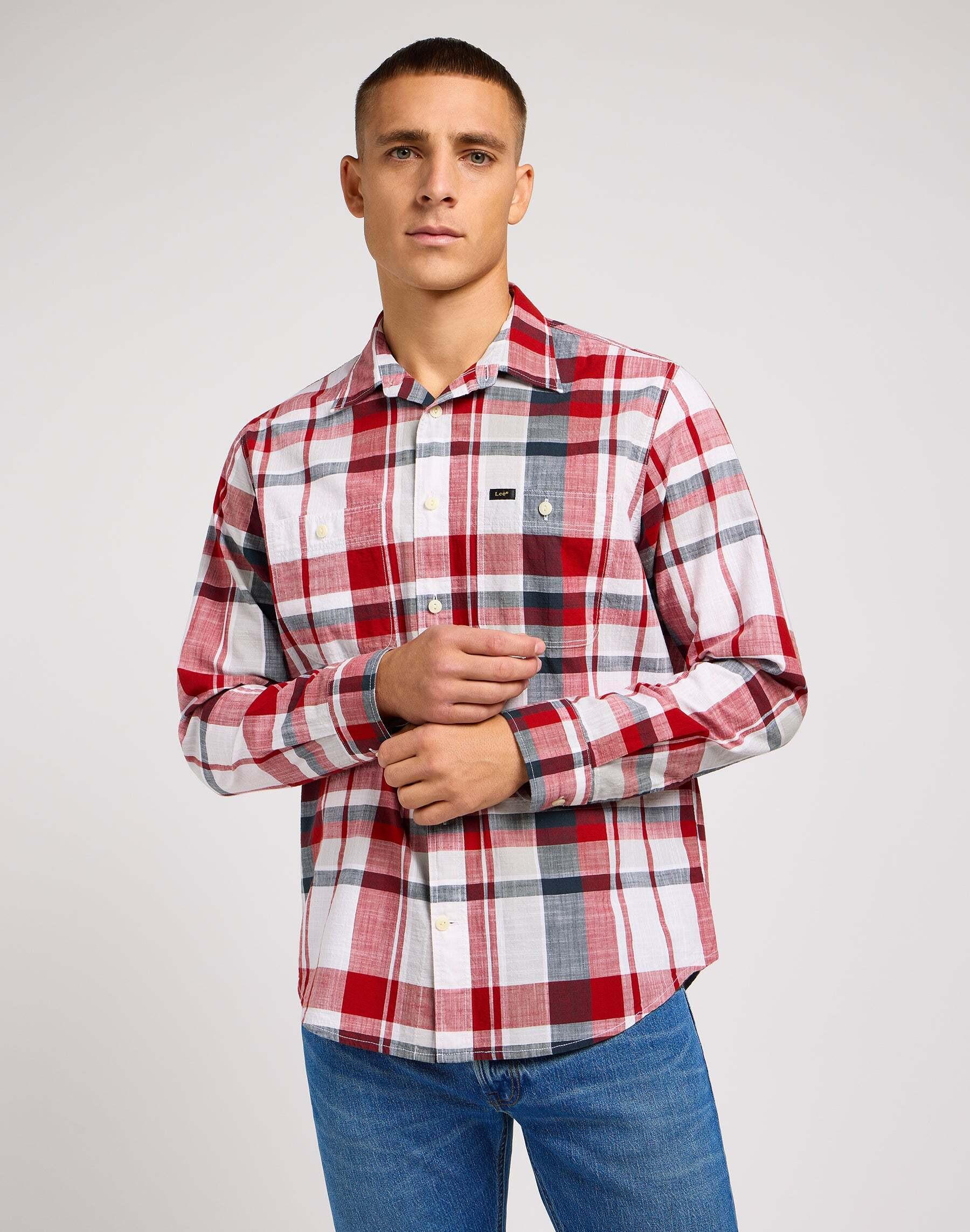 Image of Hemden Worker Shirt 2.0 Herren Rot Bunt M
