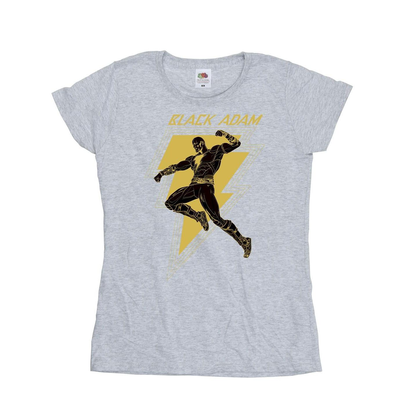 Image of Black Adam Golden Bolt Chest Tshirt Damen Grau L