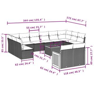 VidaXL set divano da giardino Polirattan  