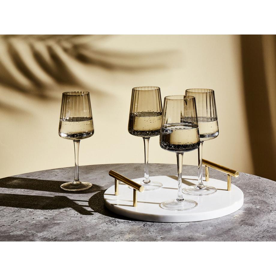 Beliani Lot de 4 verres à vin en Verre Rétro QUARTZ  