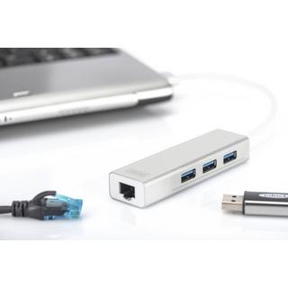 Digitus  Hub USB 3.0 3 ports et adaptateur Gigabit LAN 