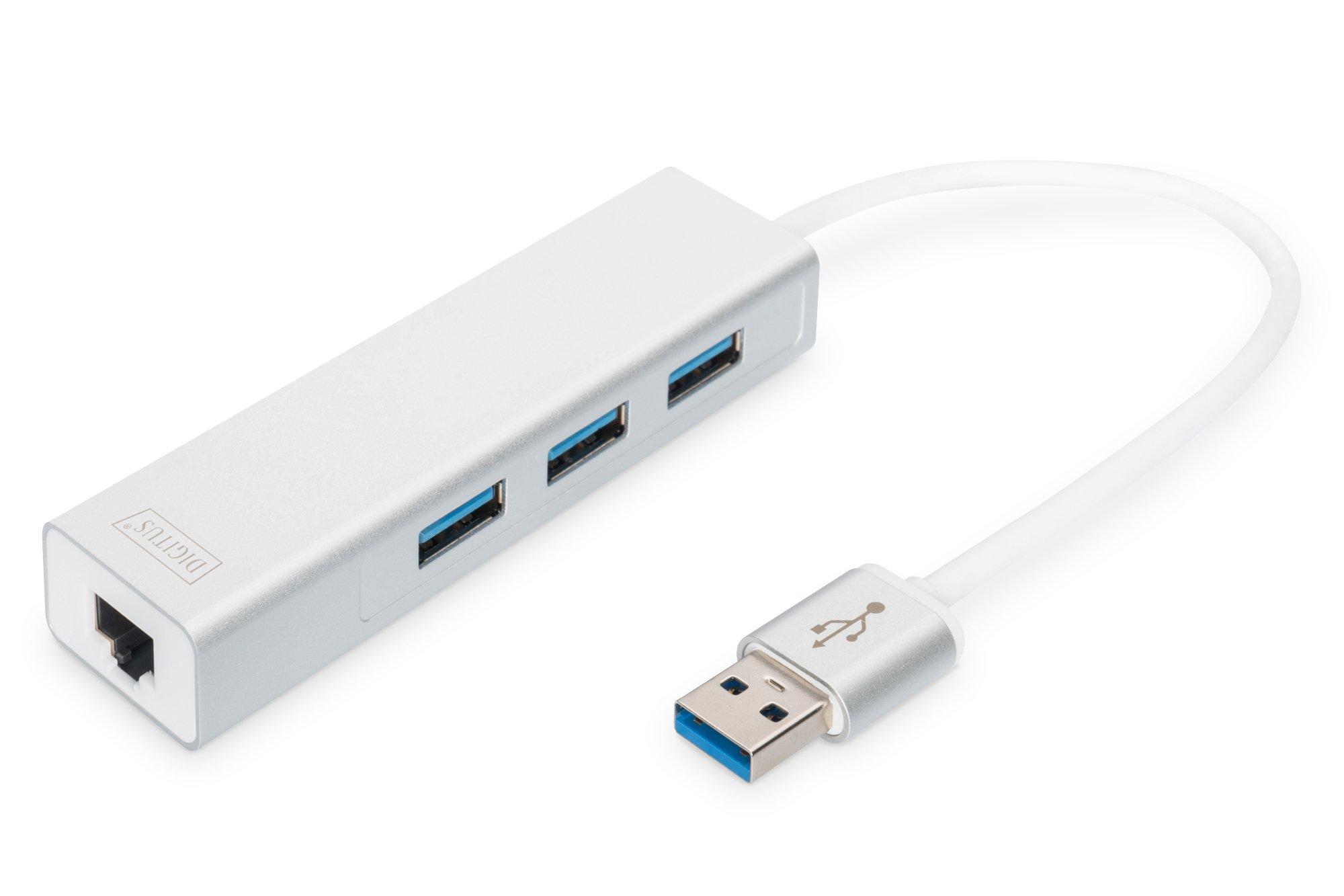 Image of USB 3.0 3-Port Hub & Gigabit LAN-Adapter