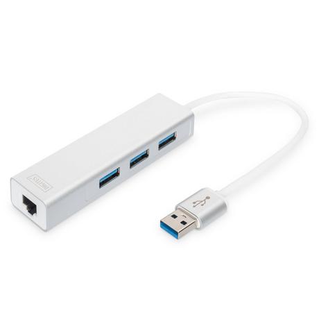 Digitus  Hub USB 3.0 3 ports et adaptateur Gigabit LAN 