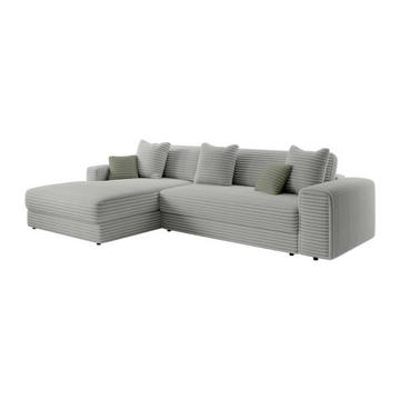 Ecksofa - Ecke links - grob gerippter Cord - Grau - CALAZO von Pascal Morabito