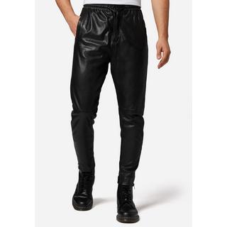 RICANO  Pantalon en cuir pour hommes Mike, pantalon de jogging en cuir avec fermeture éclair à la cheville 