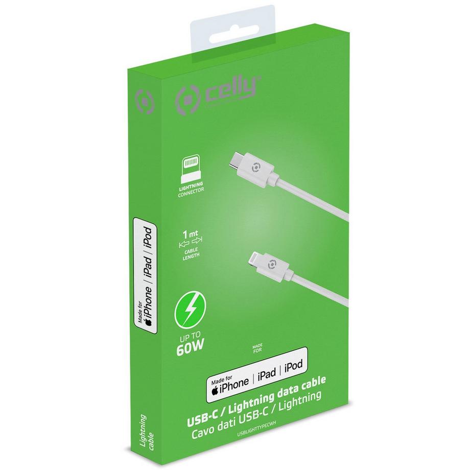 Celly  USB-C - Lightning-Kabel 60W MFI 1m 