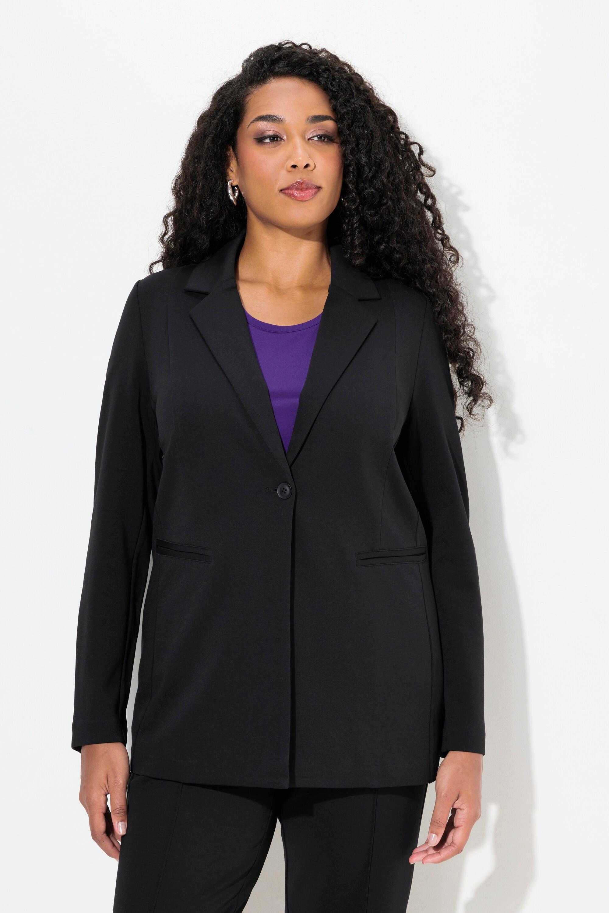 Ulla Popken  Blazer en jersey stretch, ligne en A et col à revers 