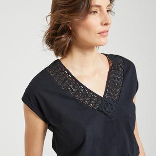 La Redoute Collections T-Shirt Scollo a V Pizzo Macramè  