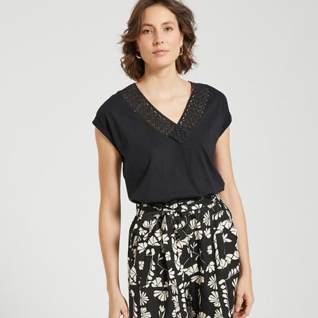 La Redoute Collections T-Shirt Scollo a V Pizzo Macramè  