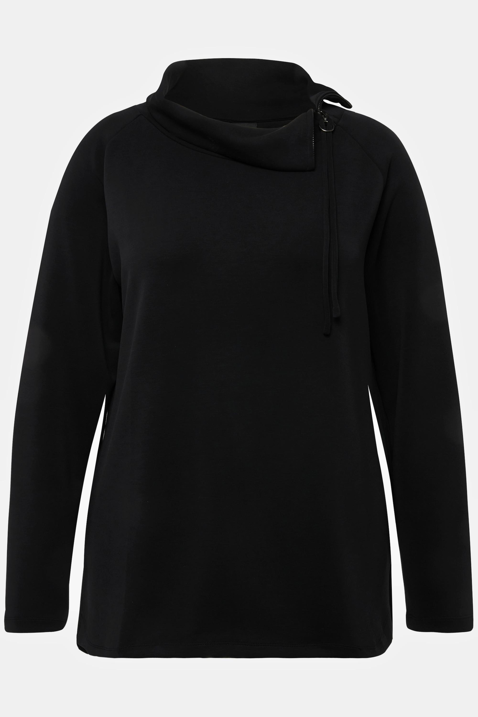 Ulla Popken  Sweatshirt, Modalmix, Stehkragen, Zipper, Langarm 