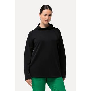 Ulla Popken  Sweat, modal mélangé, col montant, fermeture éclair, manches longues 