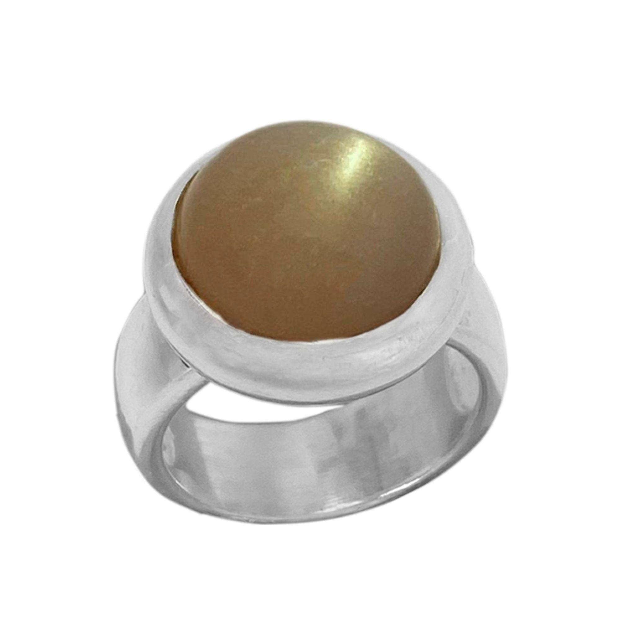 Image of Sterling Silber Ring "pfirsich Mondstein" Damen Pfirsich 54