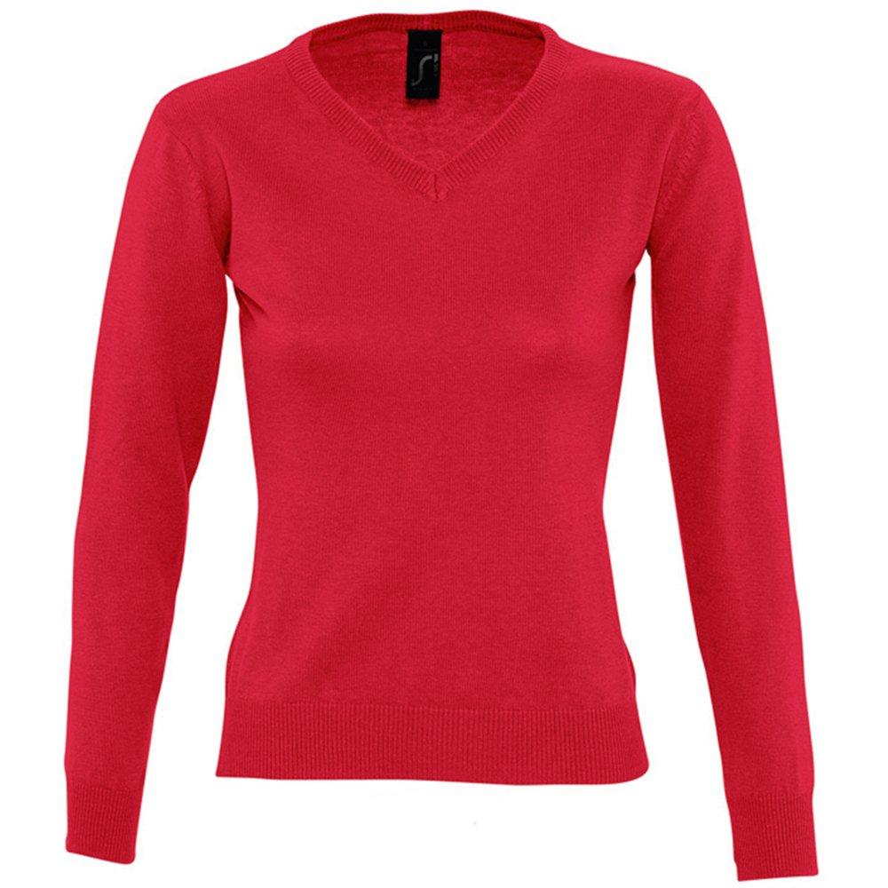 Image of Galaxy Pullover Mit Vausschnitt Damen Rot Bunt XXL