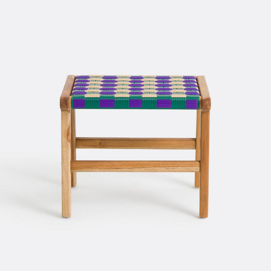 La Redoute Intérieurs Hocker aus massivem Teakholz und geflochtenem Harz  