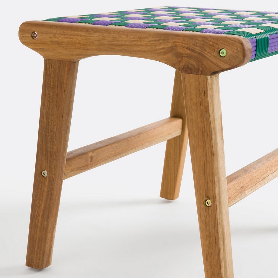 La Redoute Intérieurs Hocker aus massivem Teakholz und geflochtenem Harz  