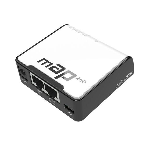 MikroTik  mAP Noir, Blanc Connexion Ethernet, supportant l'alimentation via ce port (PoE) 