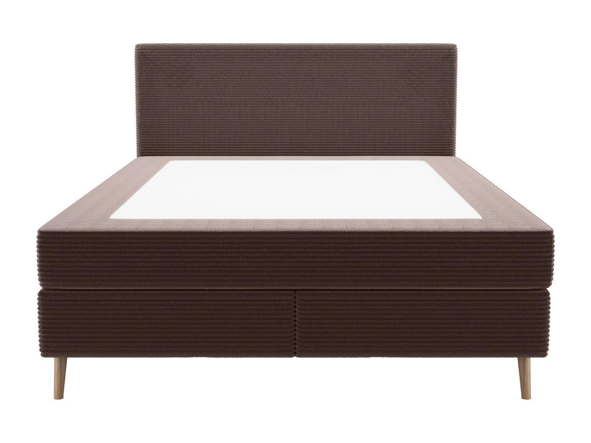 Ysmée Ensemble complet boxspring tête de lit + sommier + matelas + surmatelas - 180 x 200 cm - Velours côtelé - Marron - NARA de YSMÉE  