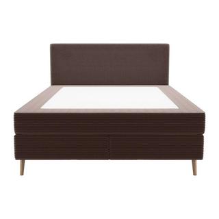 Ysmée Ensemble complet boxspring tête de lit + sommier + matelas + surmatelas - 180 x 200 cm - Velours côtelé - Marron - NARA de YSMÉE  