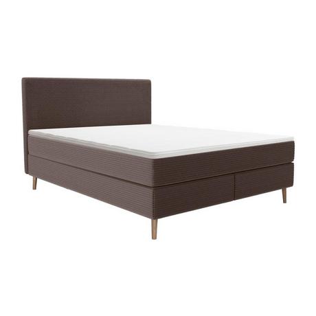 Ysmée Ensemble complet boxspring tête de lit + sommier + matelas + surmatelas - 180 x 200 cm - Velours côtelé - Marron - NARA de YSMÉE  