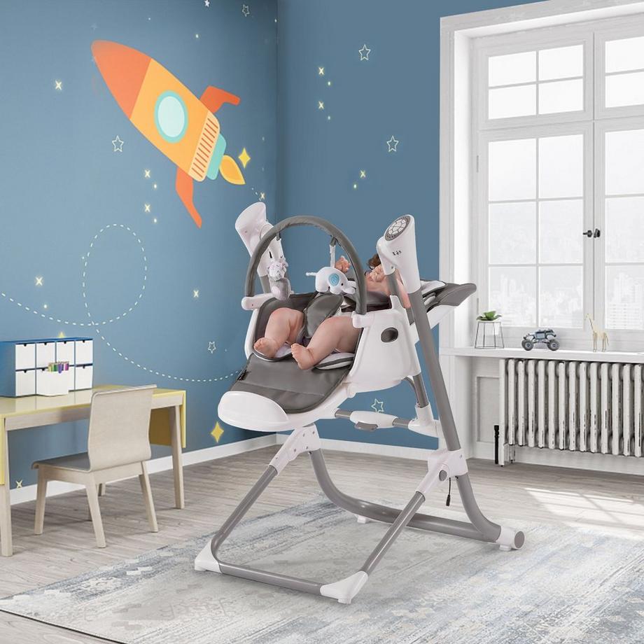 FableKids  2in1 Hochstuhl Wippe NOA 6-36 Monate | Klappbar Schreisensor | USB-Port 