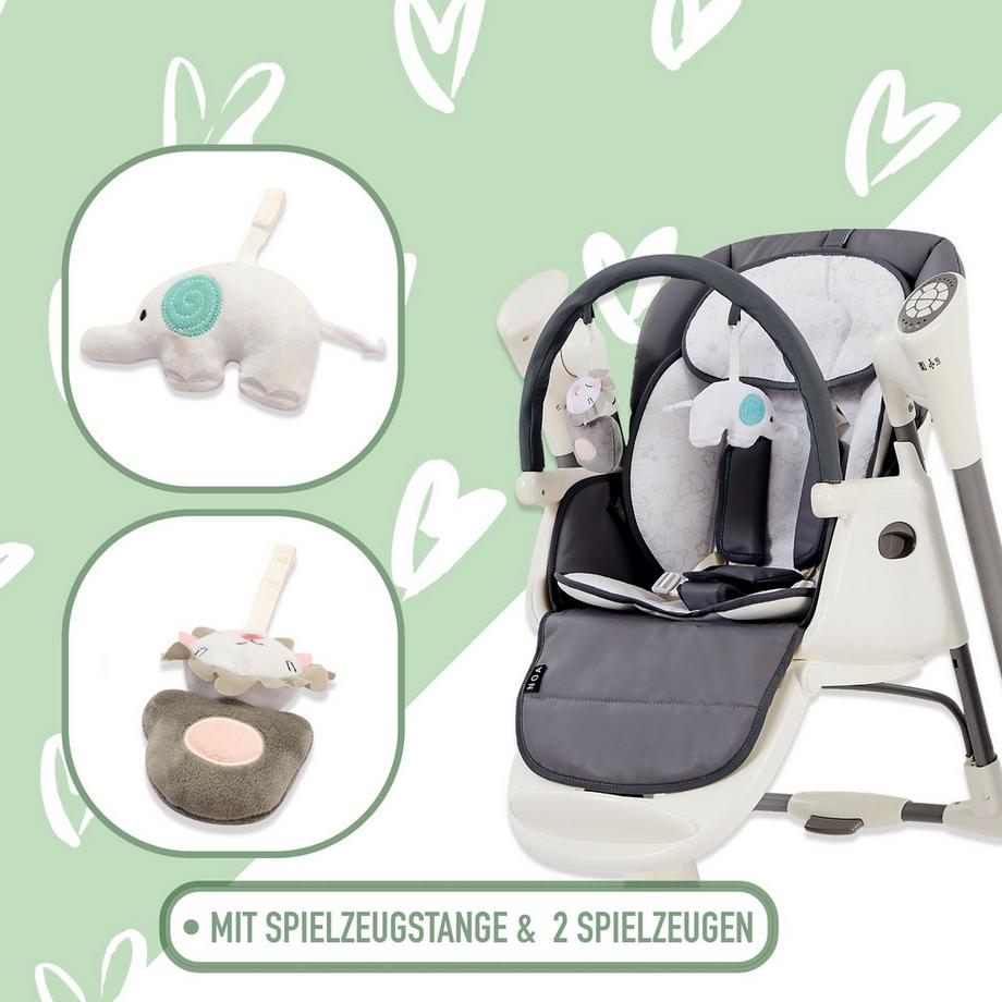 FableKids  2in1 Hochstuhl Wippe NOA 6-36 Monate | Klappbar Schreisensor | USB-Port 