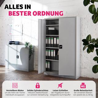 Tectake Aktenschrank mit 4 Böden 140x90x40cm abschliessbar  