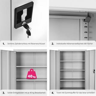 Tectake Aktenschrank mit 4 Böden 140x90x40cm abschliessbar  
