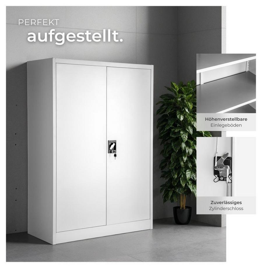 Tectake Aktenschrank  aus pulverbeschichtetem Stahl mit 2 Flügeltüren  