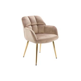 PASCAL MORABITO Lot de 6 chaises avec accoudoirs - Velours et métal doré - Beige - PEGA de PASCAL MORABITO  