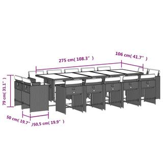 VidaXL set da pranzo da giardino Polirattan  