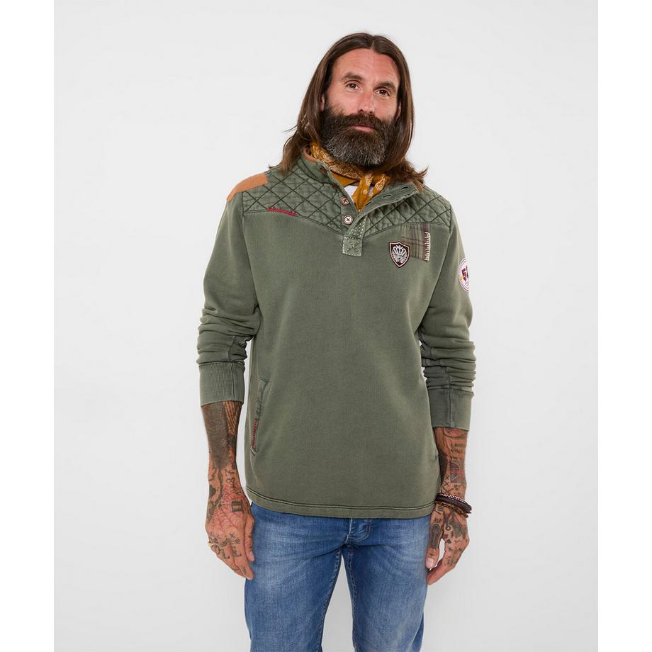 Stehkragen-Sweatshirt mit Aufnähern im Custom-Look