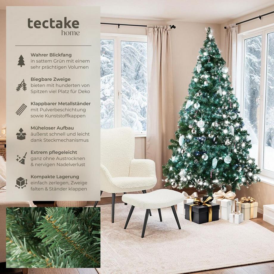 Tectake Albero di Natale artificiale verde con sostegno in metallo  