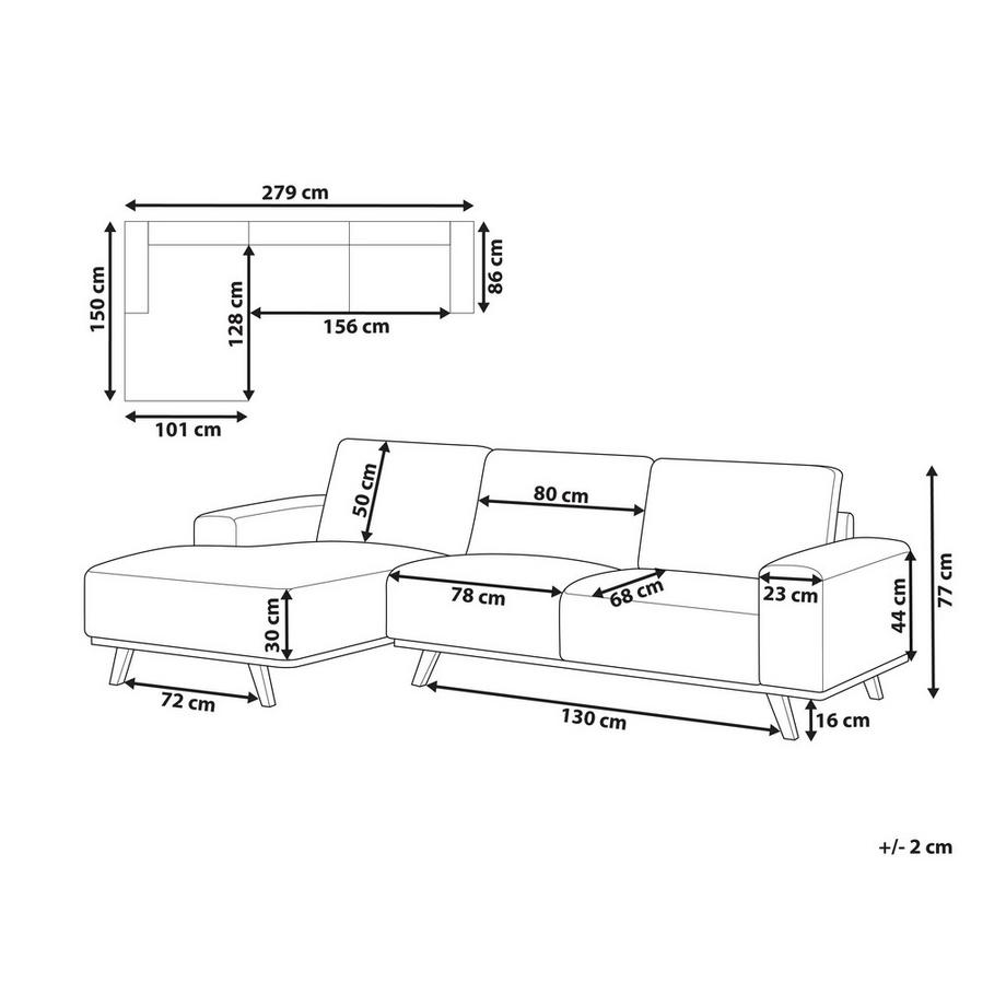 Beliani Ecksofa aus Stoff  NORA  