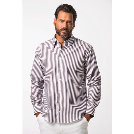 JP1880  Camicia da ufficio con righe, vestibilità moderna, finissaggio EasyCare, colletto button-down e maniche lunghe melanzana 