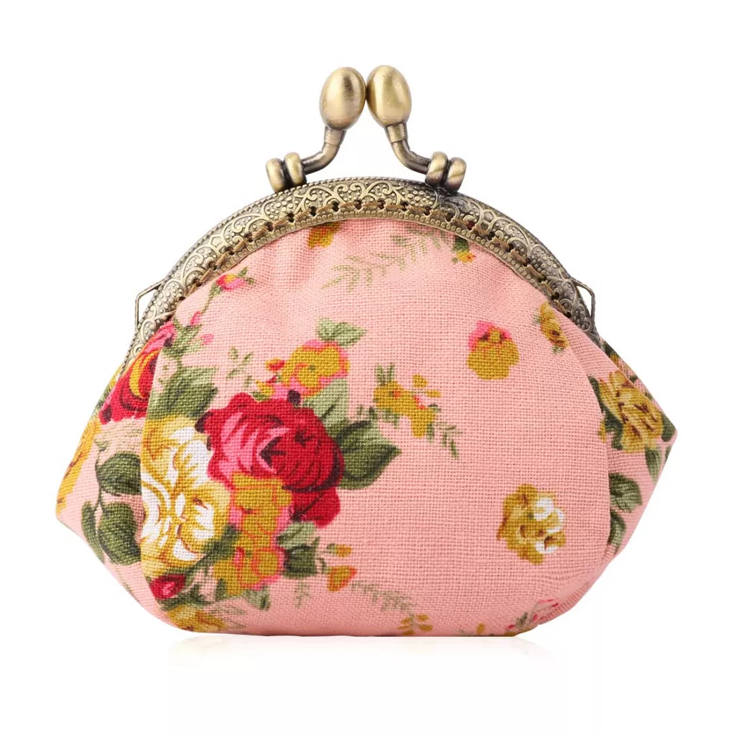 Only-bags.store - Floral Münzgeldbörse Münzgeldbörse Retro Tasche, für Damen, Pink, Größe Onesize