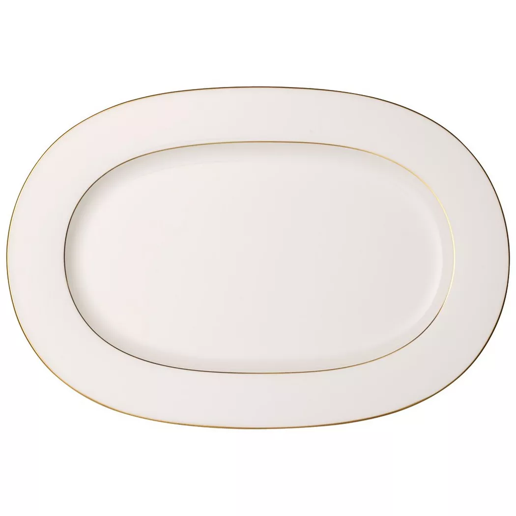 VILLEROY & BOCH SIGNATURE Platte oval Anmut Gold 41cm weiss
