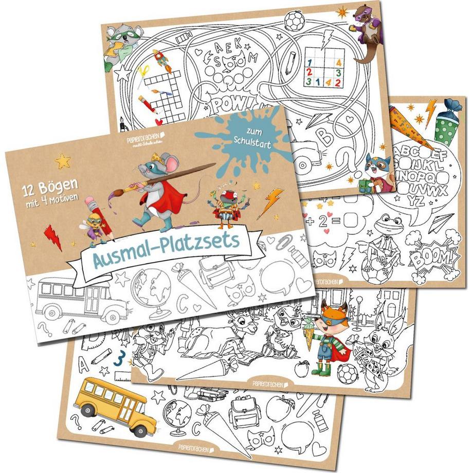 Sets de coloriage en papier pour lécole, super-héros, animaux - Set 02