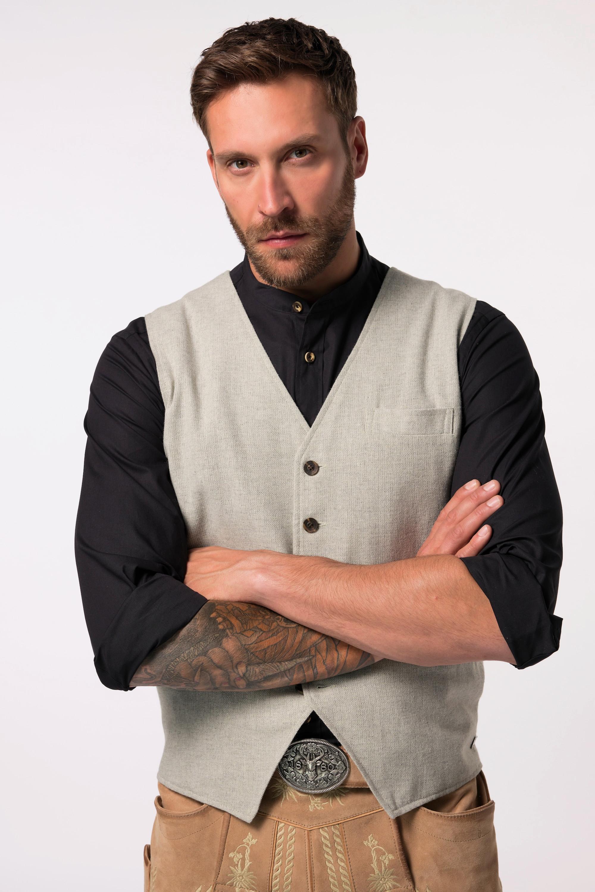 JP1880 Gilet in tweed tradizionale misto lana motivo sale e pepe schiena in maglia  