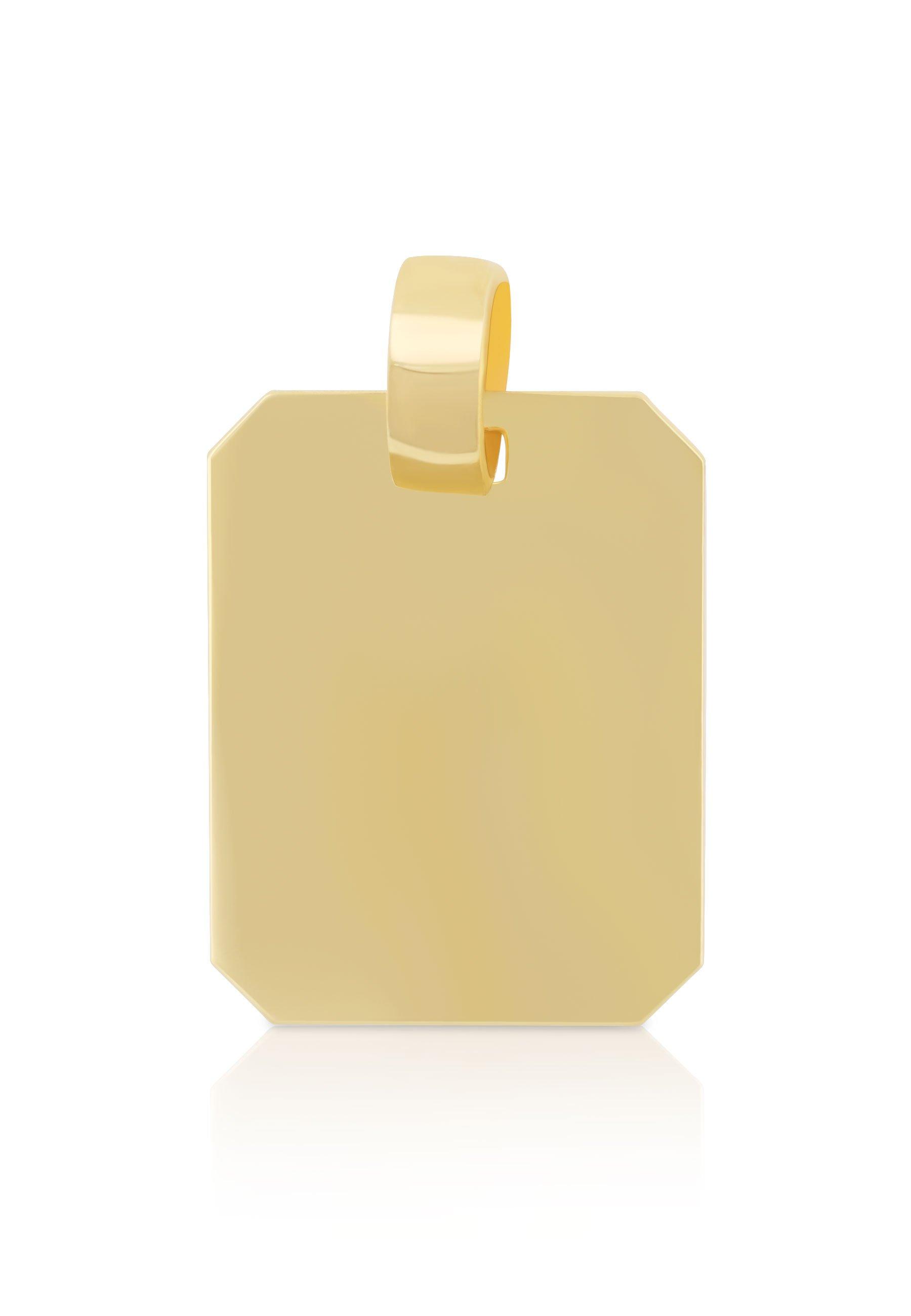 MUAU Schmuck  Pendentif plaque à  graver or jaune 750, 24x15mm 